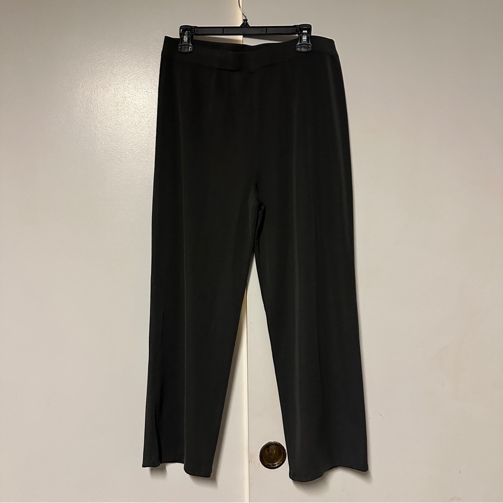 Exclusively Misook Black High Rise Knit Pull On Pants Straight Classic Size L